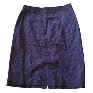 2/$30 J Crew Navy Blue Pencil Skirt Floral Cutout Lined Size 0 (zero) Office